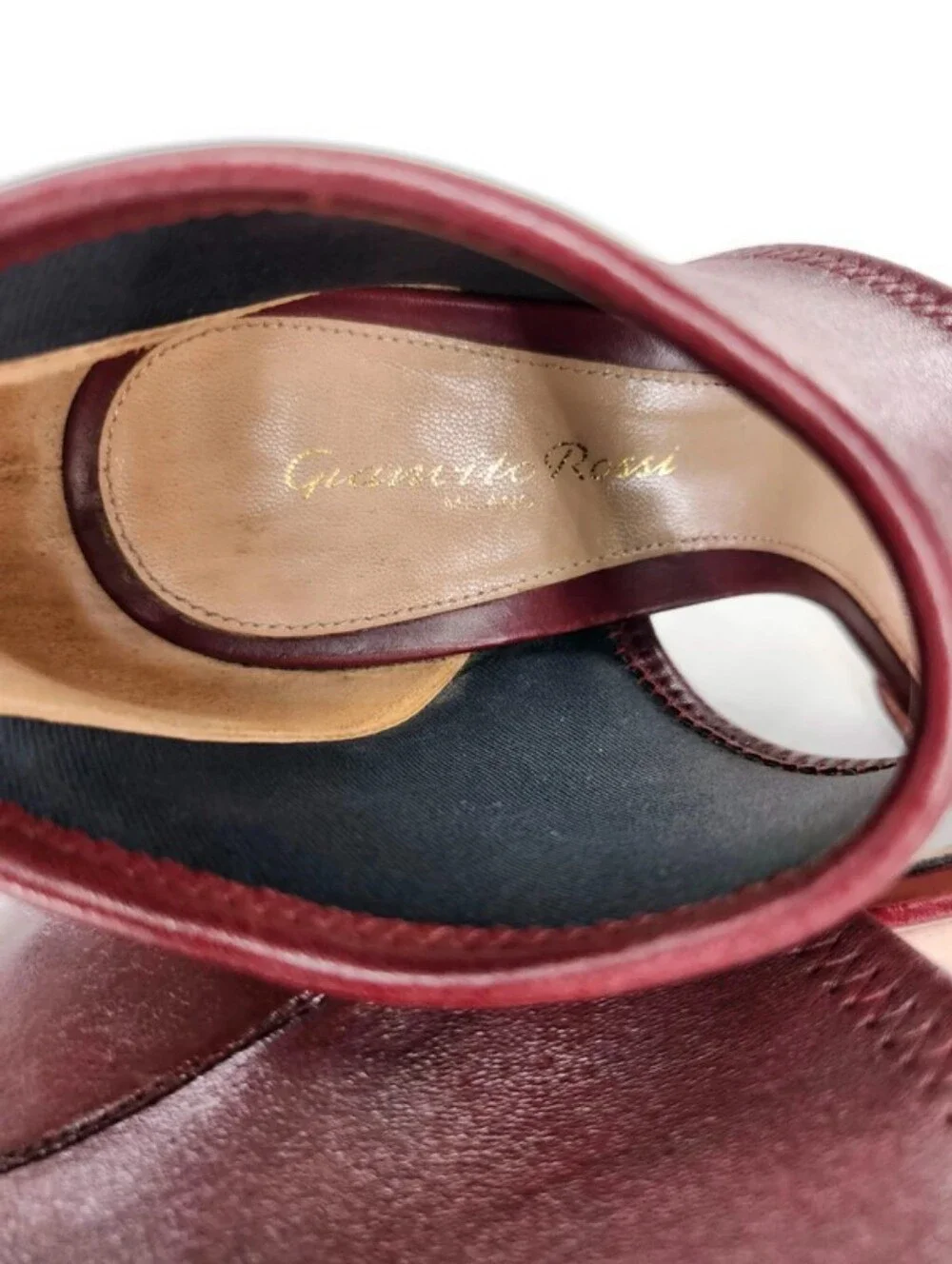 Gianvito Rossi Milano Burgundy Leather Ankle Cuff Open-Toe High Heel Sandals